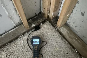 mold found in the corner of the room from water damage